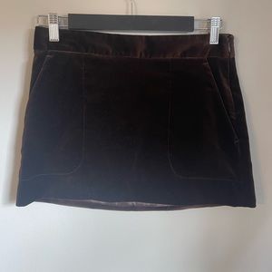 Theory Brown Velvet Mini Skirt